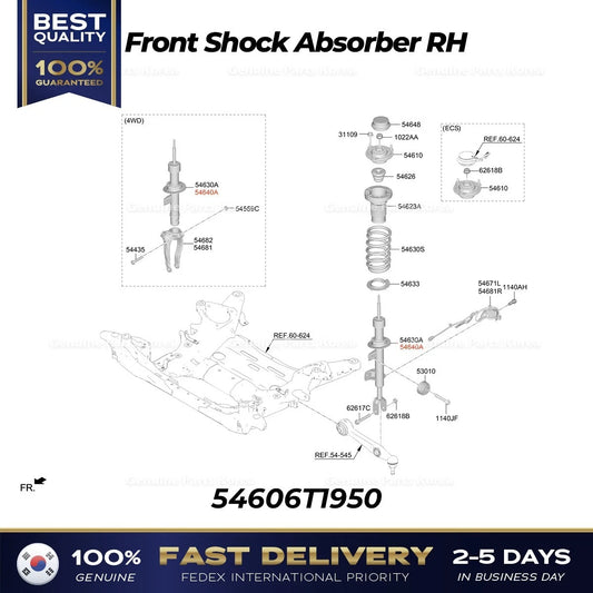 Genuine Front Shock Absorber RH 54606T1950 for Hyundai Genesis G80
