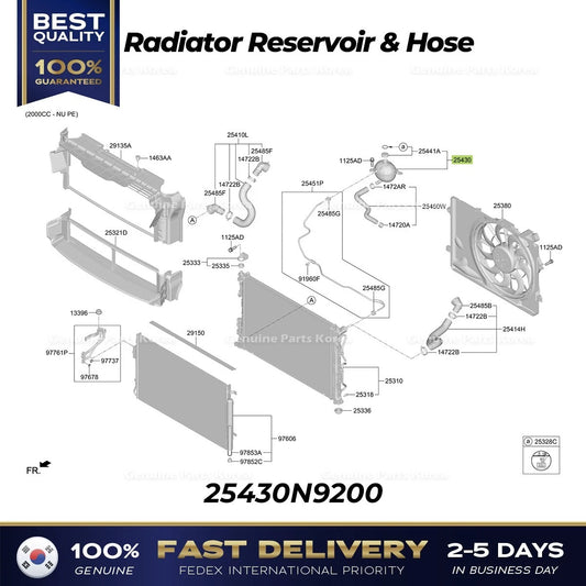 ⭐Genuine⭐ Radiator Reservoir & Hose 25430N9200 for Hyundai Tucson