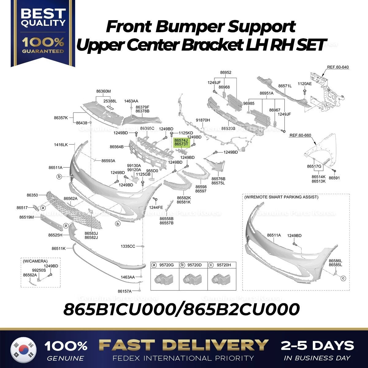⭐Genuine⭐ Front Bumper Support Upper Center Bracket LH RH SET for Genesis GV60