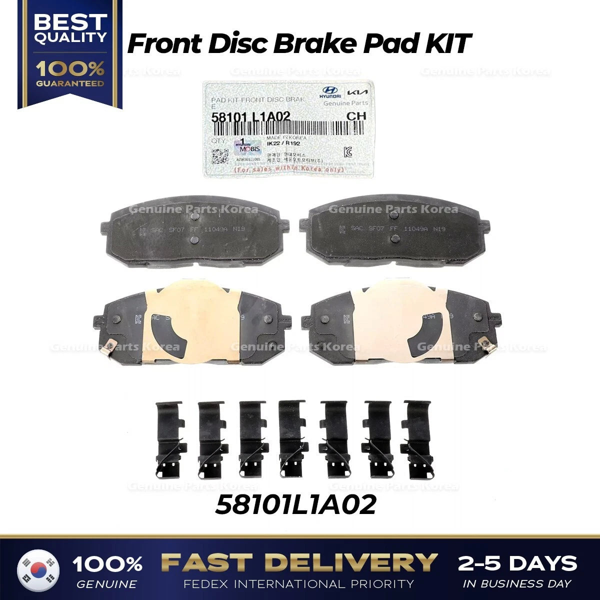 ⭐Genuine⭐ Front Disc Brake Pad KIT 58101L1A02 for Hyundai Sonata