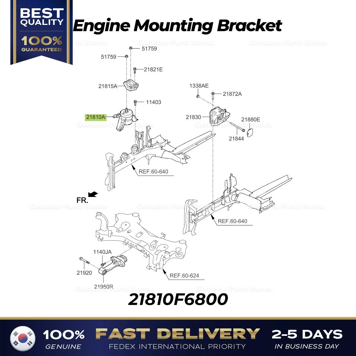⭐Genuine⭐ Engine Mounting Bracket 21810F6800 for Hyundai Azera Kia Cadenza