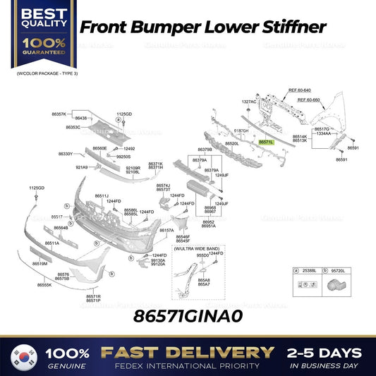 ⭐Genuine⭐ Front Bumper Lower Stiffner 86571GINA0 for Hyundai Ioniq 5