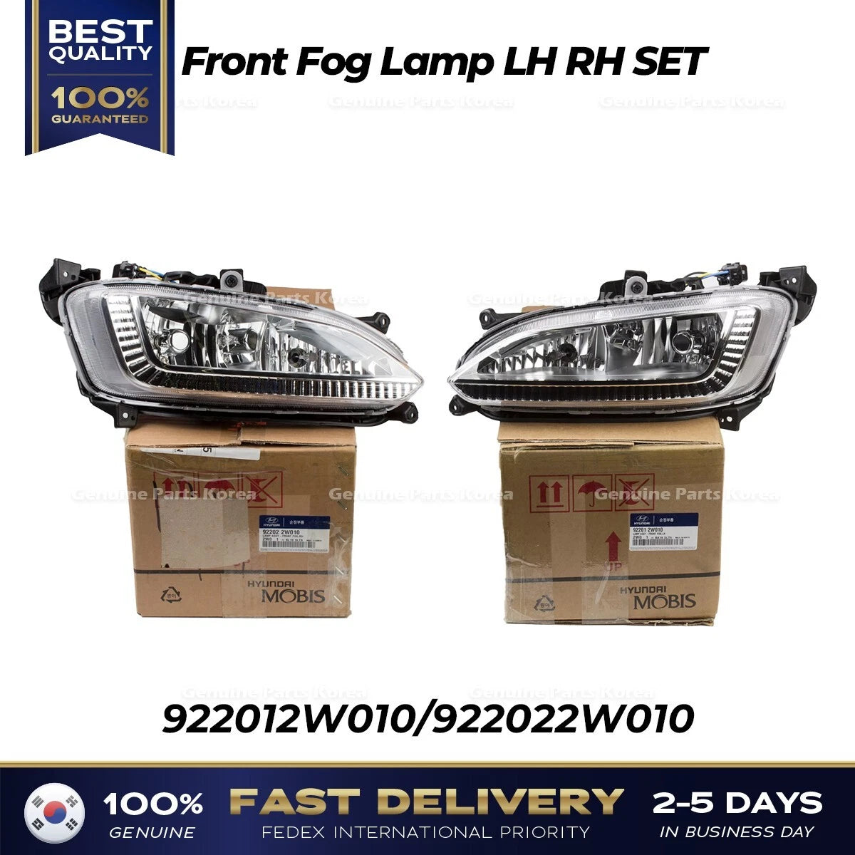 ⭐Genuine⭐ Front Fog Lamp LH RH SET 922012W010 922022W010 for Hyundai Santa Fe