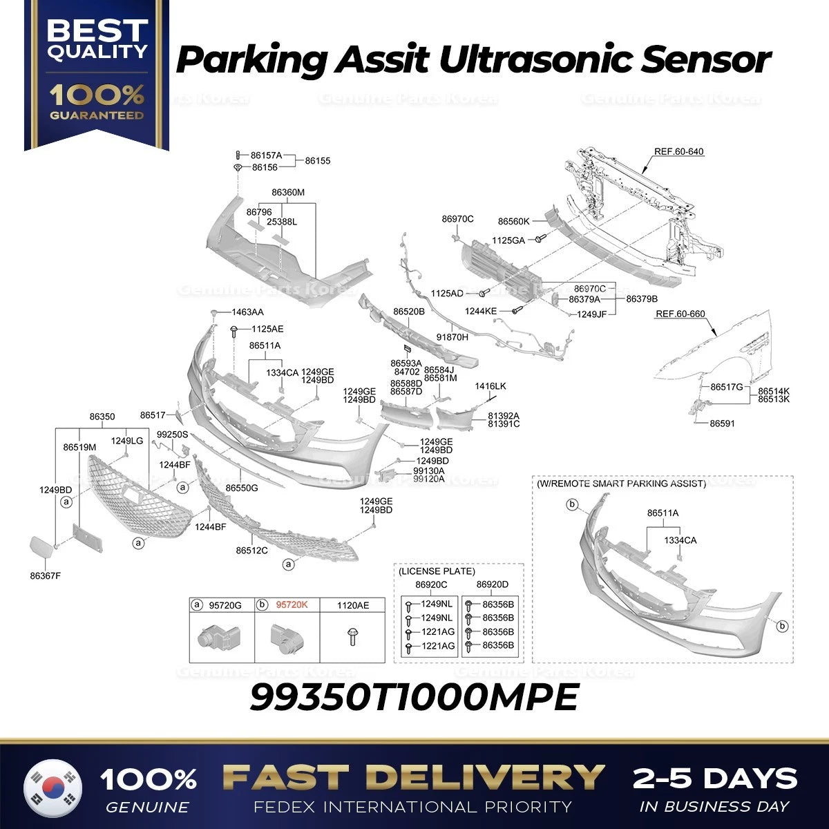 ⭐Genuine⭐ Parking Assit Ultrasonic Sensor 99350T1000MPE for Hyundai Genesis G80