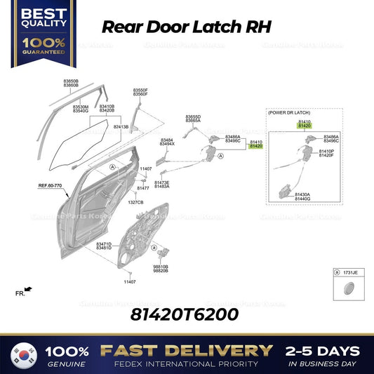 ⭐Genuine⭐ Rear Door Latch RH 81420T6200 for Hyundai Genesis GV80