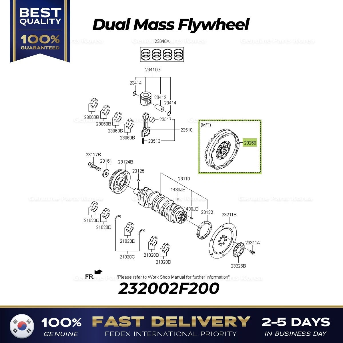 ⭐Genuine⭐ Dual Mass Flywheel 232002F200 for Hyundai Tucson Kia Sportage