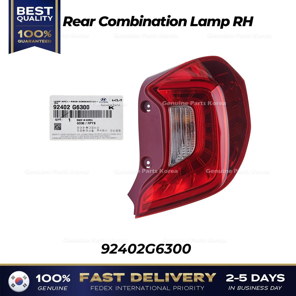 ⭐Genuine⭐ Rear Combination Lamp RH 92402G6300 for Kia Picanto