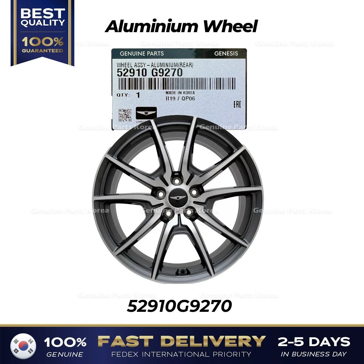 ⭐Genuine⭐ Rear Aluminium Wheel 52910G9270 for Hyundai Genesis G70