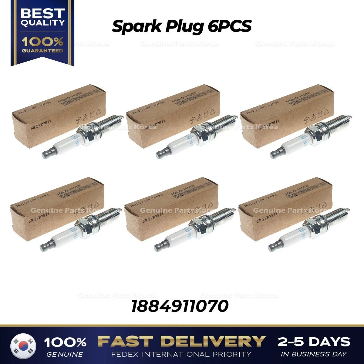 ⭐Genuine⭐ Spark Plug 6PCS 1884911070 for Hyundai Genesis Kia