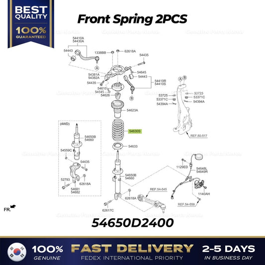 Genuine Front Spring 2PCS 54650D2400 for Hyundai Genesis G90